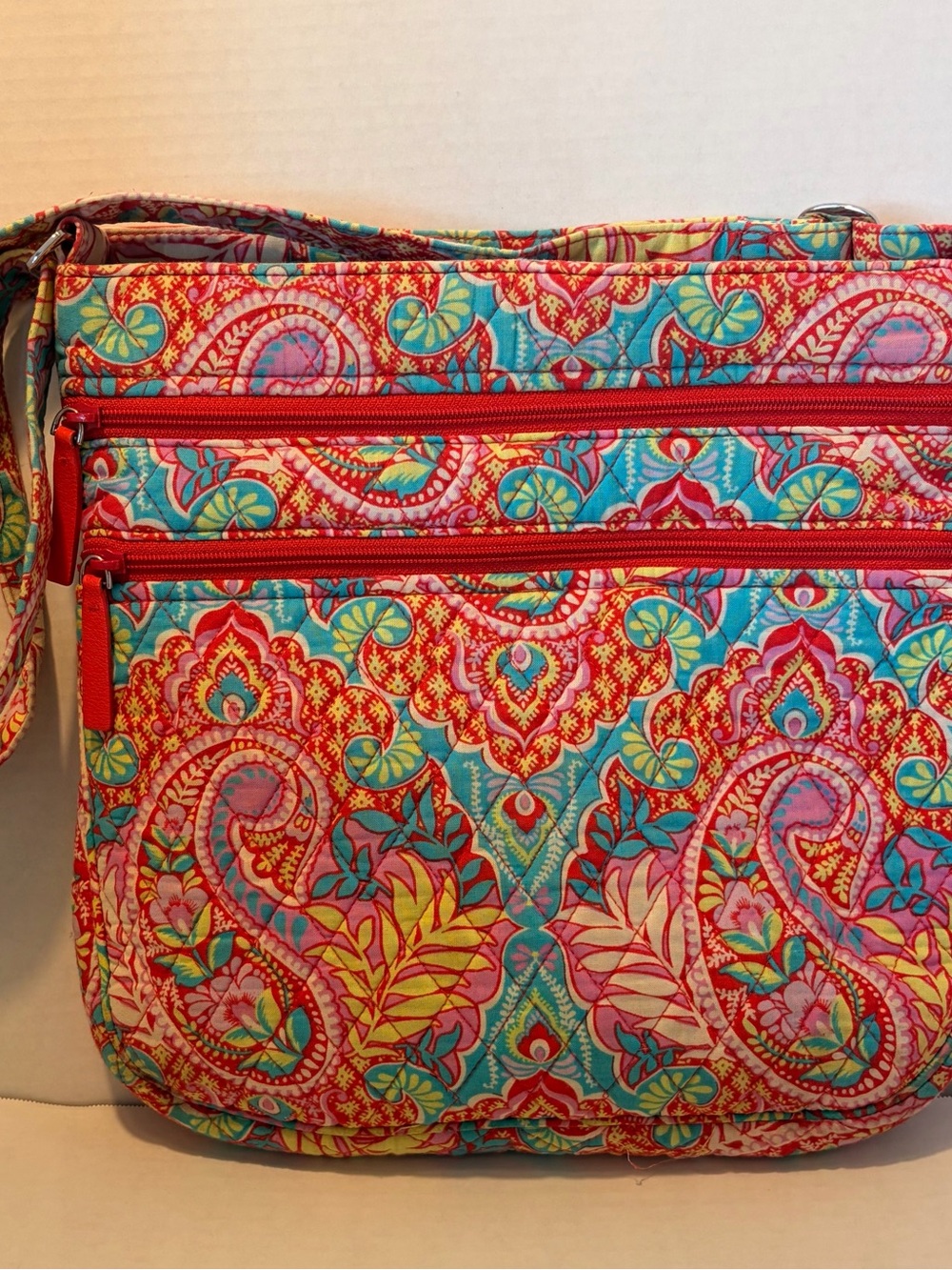 Vera Bradley Quilted Paisley Crossbody in Red, Turquoise, Yellow